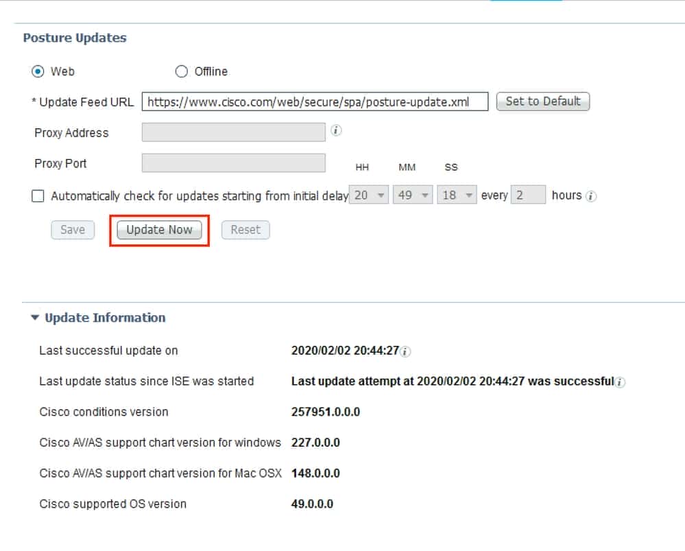 ISE configuration - Run Posture Updates