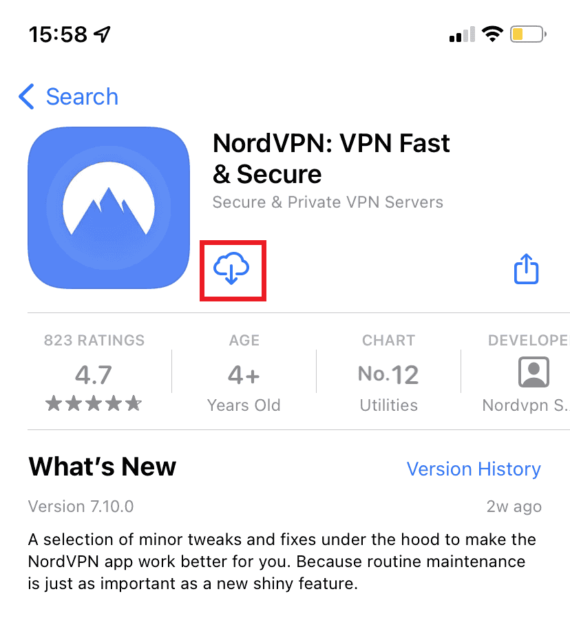 Installing the NordVPN app on iPhone or iPad