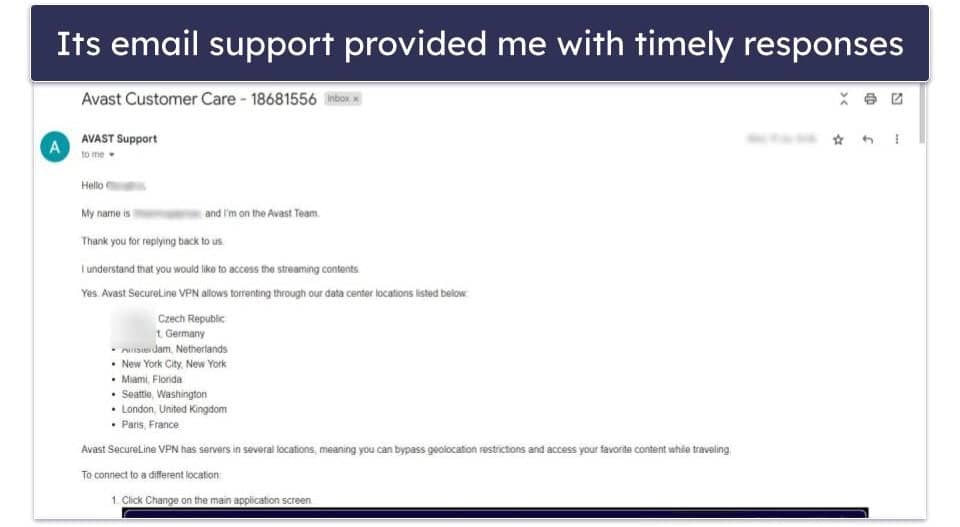 Avast SecureLine VPN Customer Support — A Mixed Bag (Good Phone Support, but Email Help Is Average)
