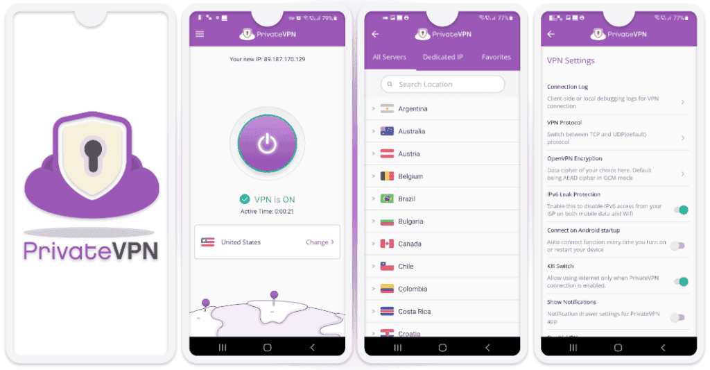 7 . PrivateVPN — Una vpn vpn minimalista y buena para Android