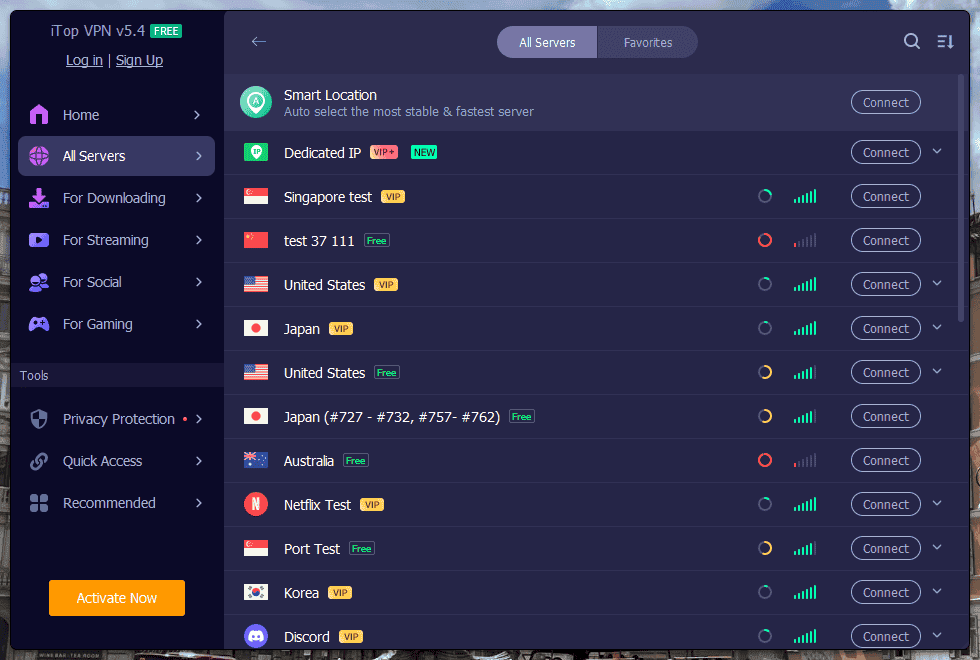 Free VPN Trial no Credit Card - Select Server