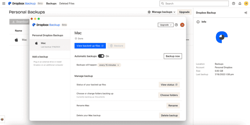 dropbox backup