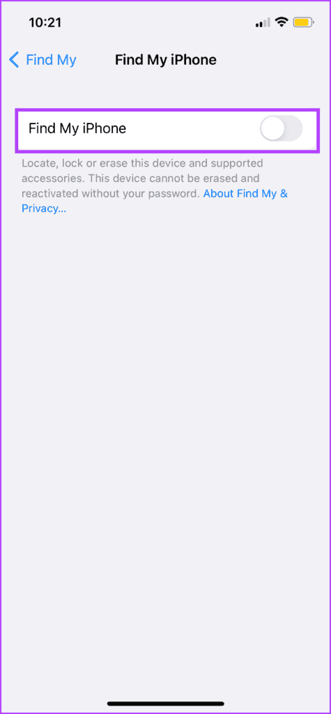 Turn Find My off
