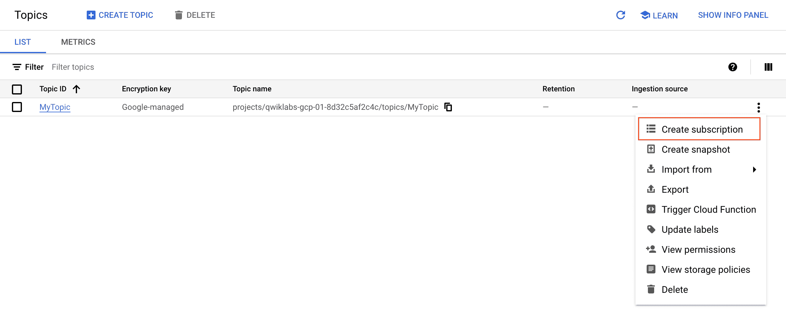 Topics page