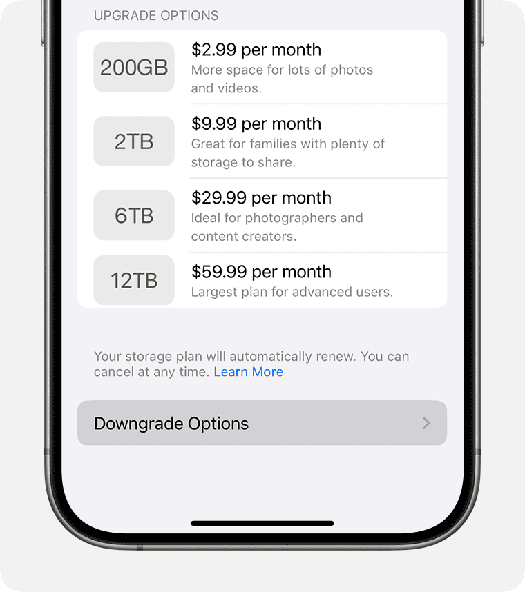 Downgrade or cancel your iCloud+ plan