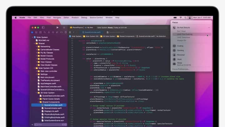 Xcode running on MacOS Monterey at Apple's WWDC 2021 event