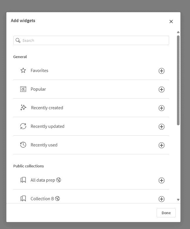 Theadd widget dialog.