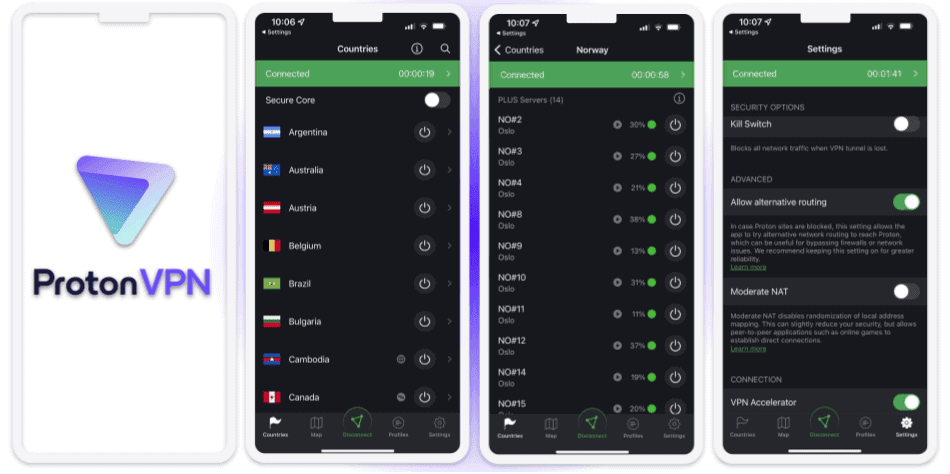 🥉 3. ProtonVPN——拥有优秀的安全功能和最佳免费的苹果 VPN版本