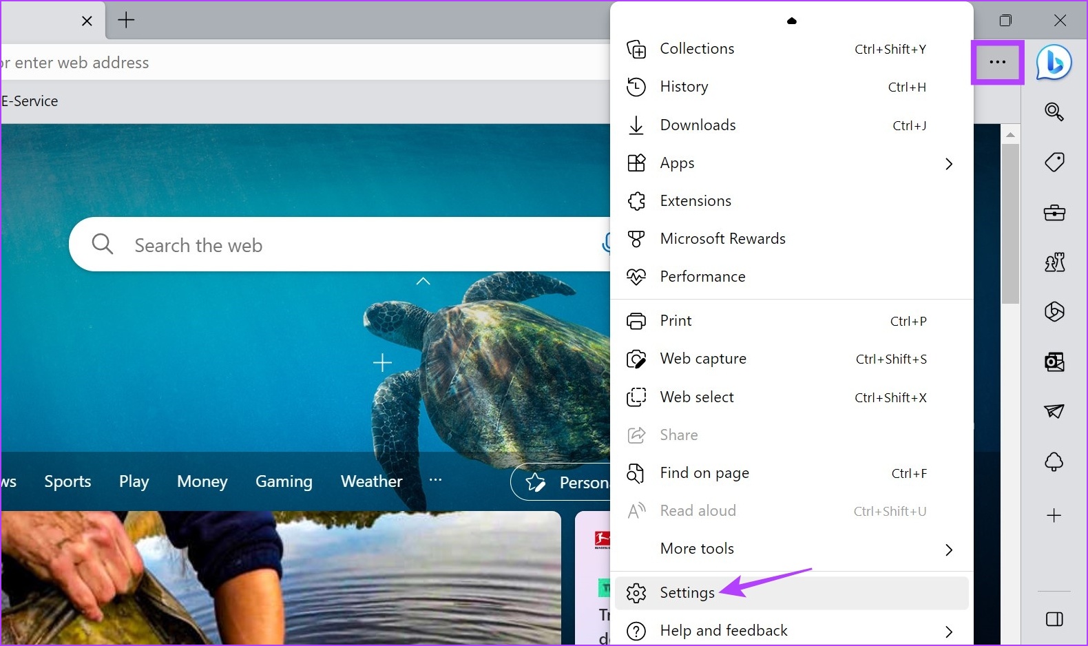 Click on the three-dot icon & click on Settings
