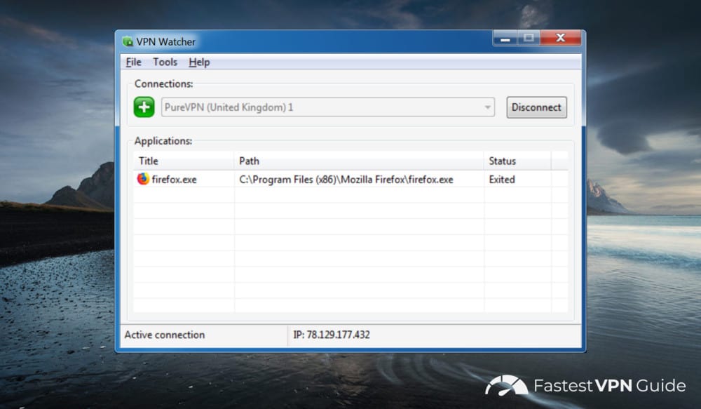 Screenshot of the VPN Watcher monitoring tool