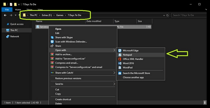 open the file with notepad