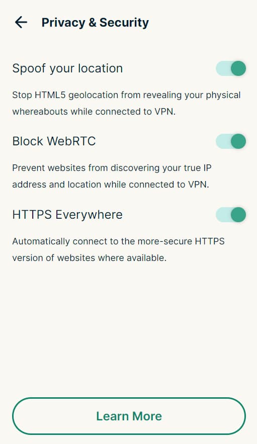 ExpressVPN chrome extension HTML5 settings