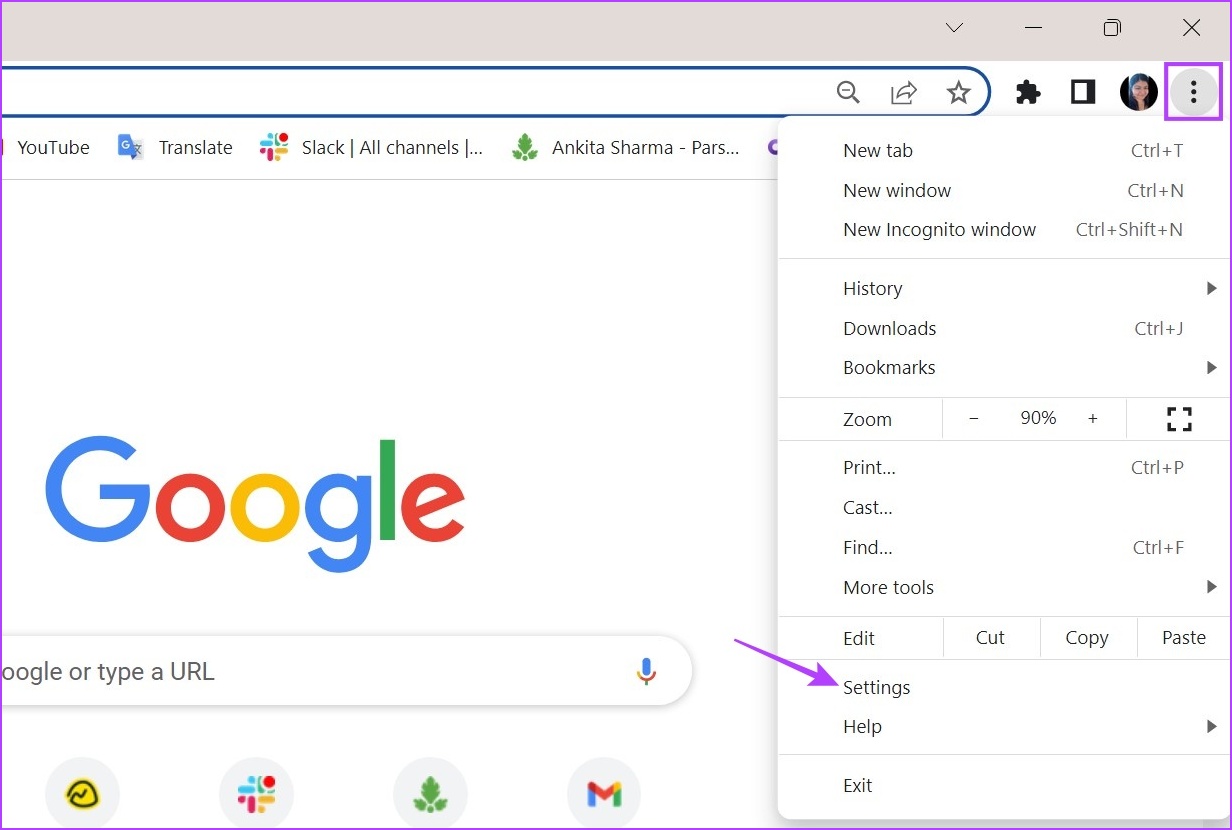 Click on the three-dot icon & click on Settings