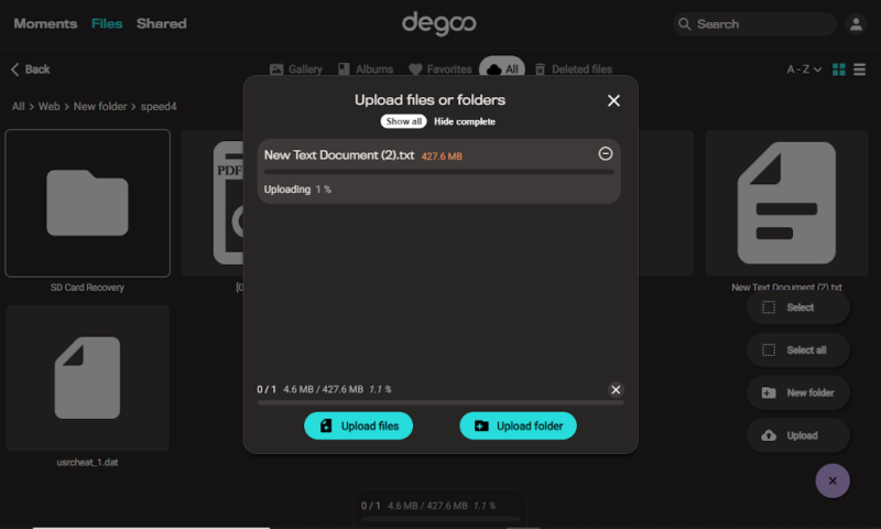 degoo review reuploading files