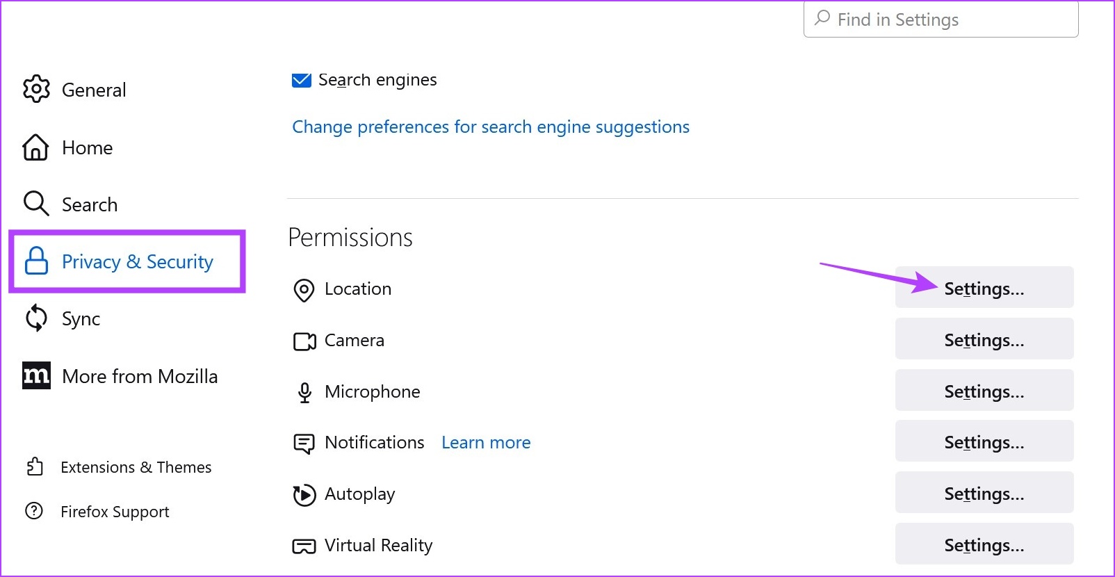 Go to privacy settings & open Location settings